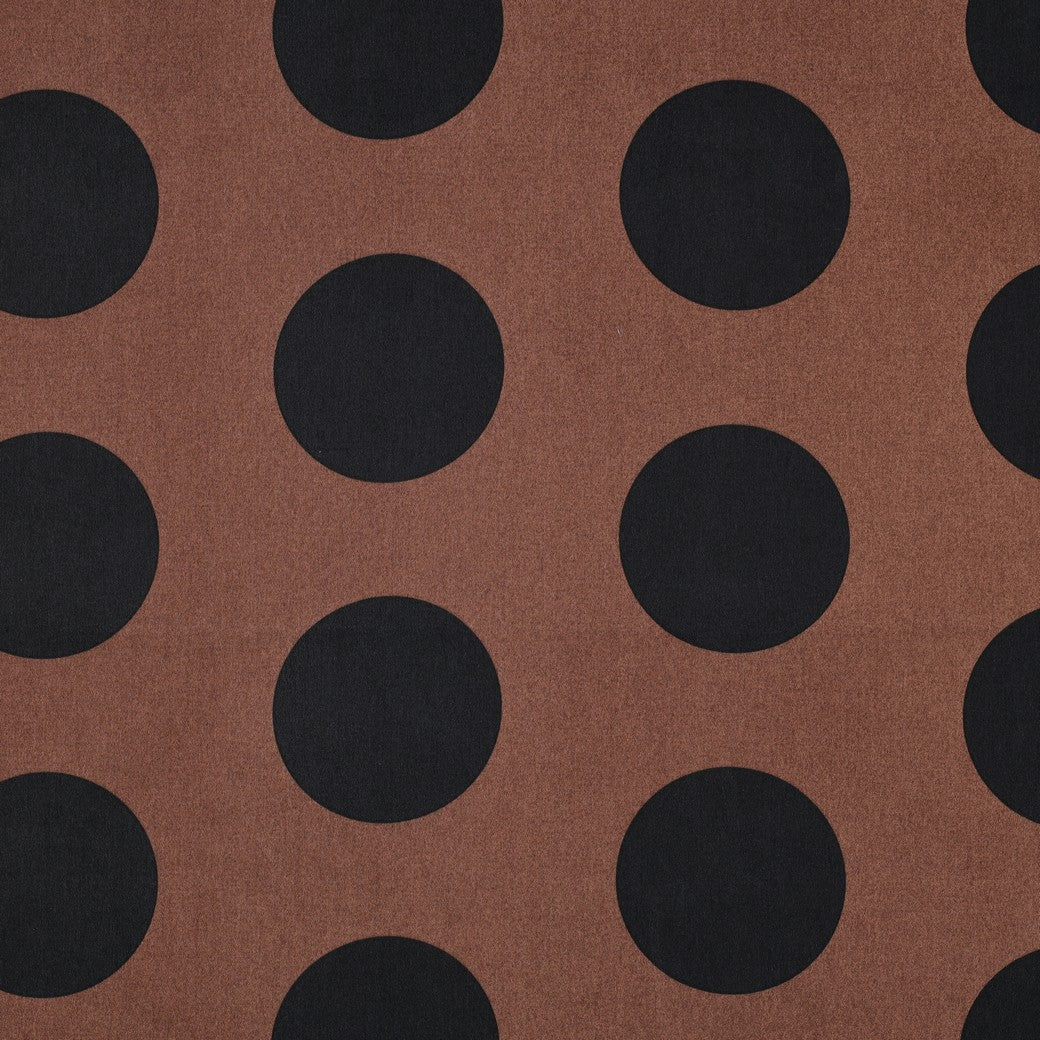 Katoen satijn polka dots bruin