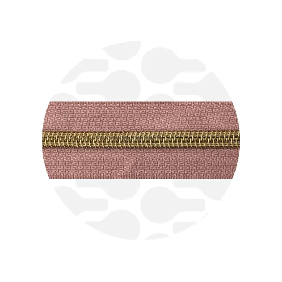 Zipper Zoo - spiraalrits powder pink - gold