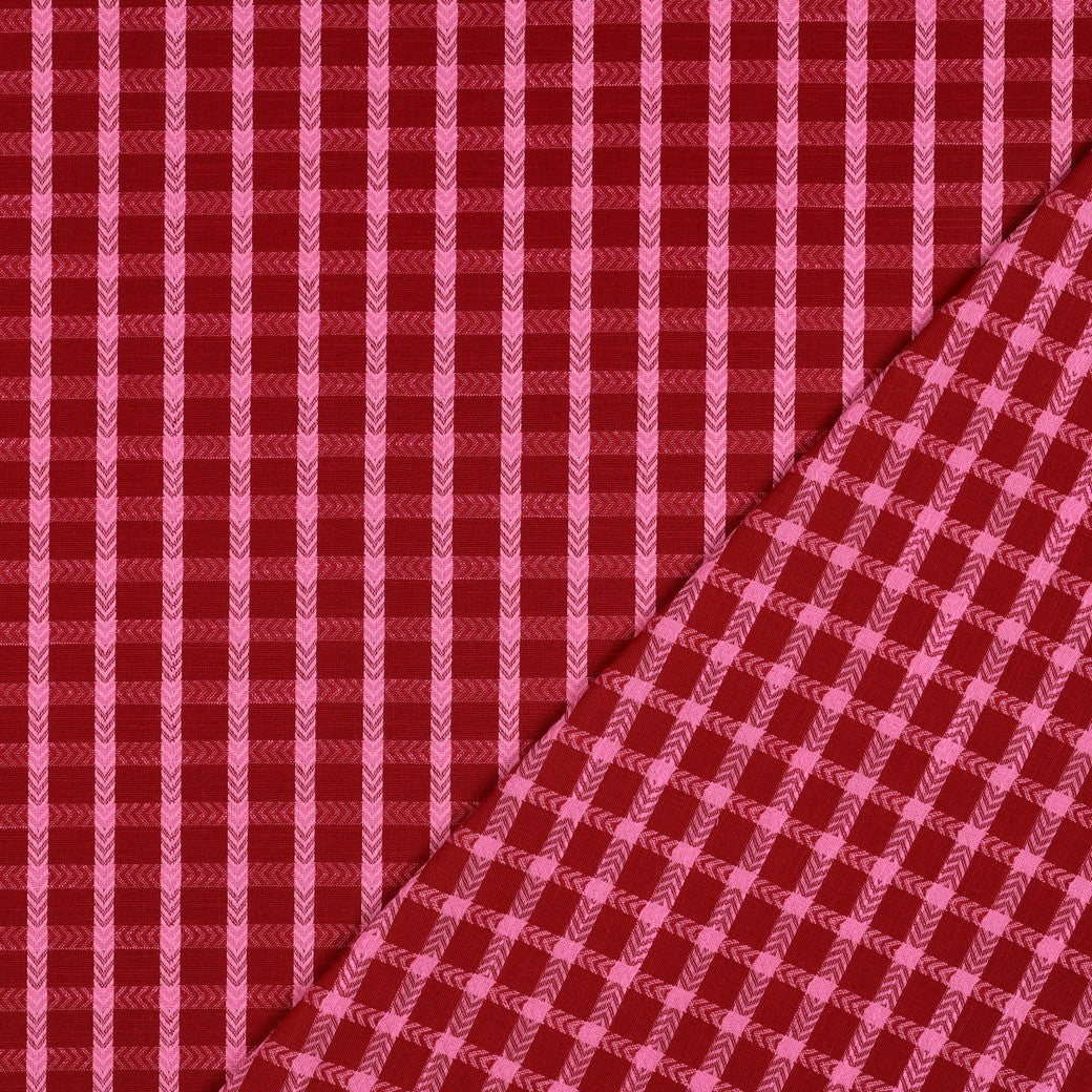 Katoen ruit roze rood