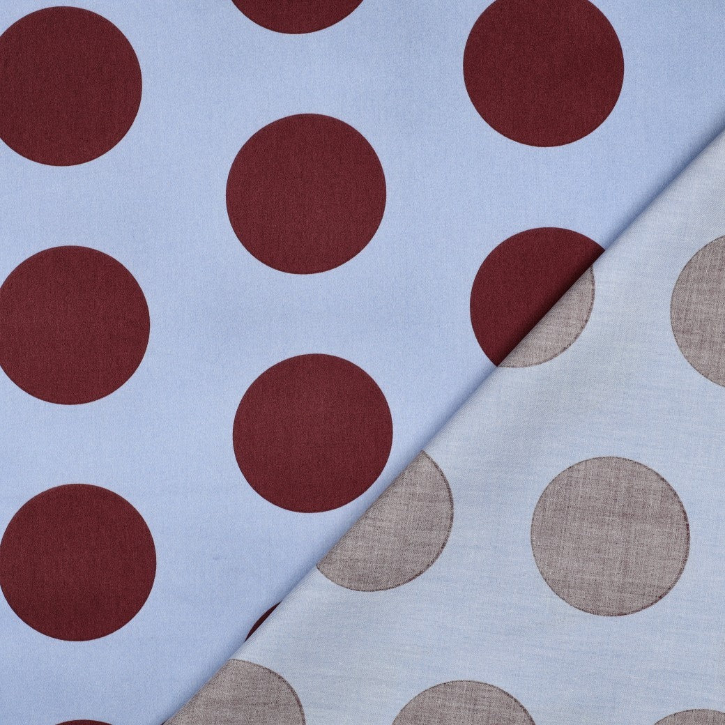 Katoen satijn polka dots blauw