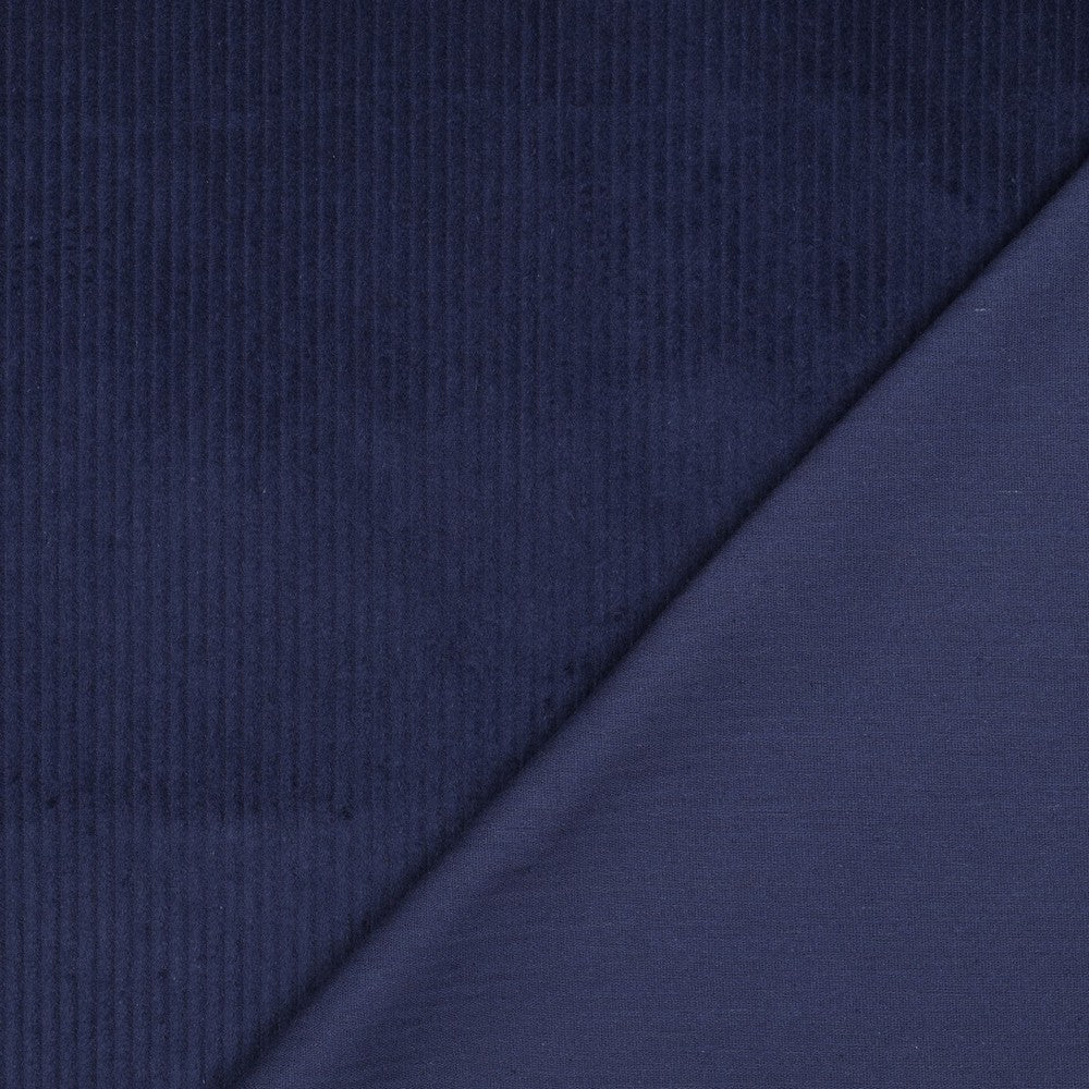 Gewassen ribcorduroy donker blauw