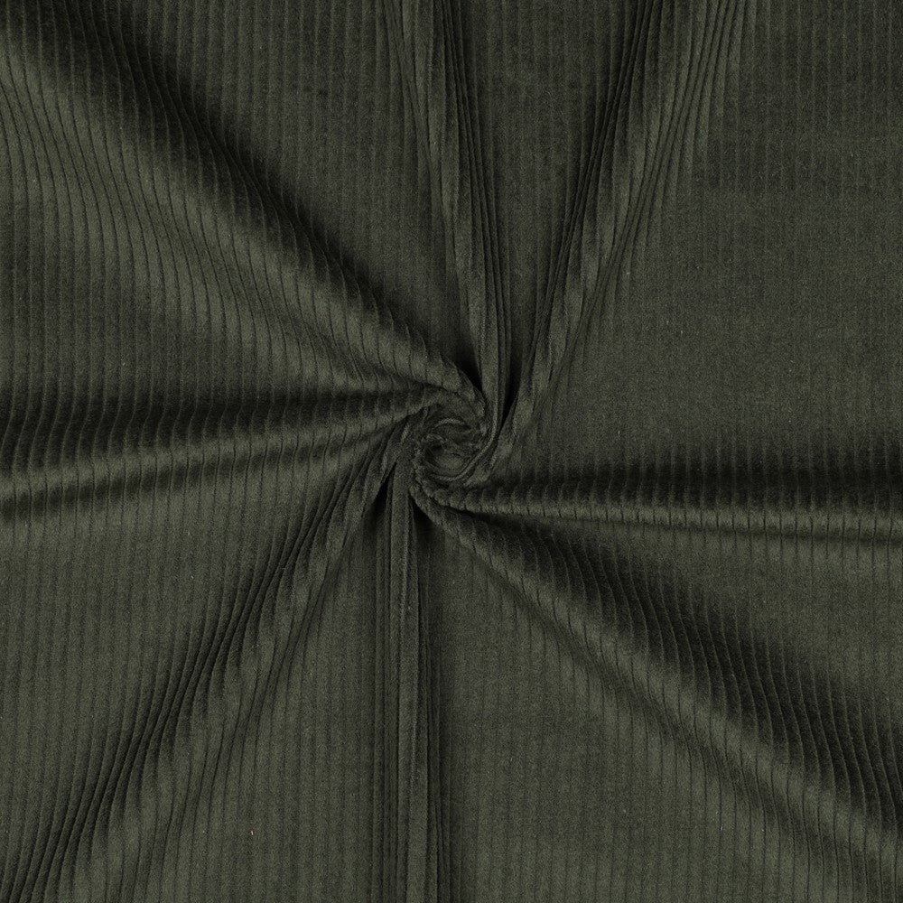 Gewassen ribcorduroy donker groen