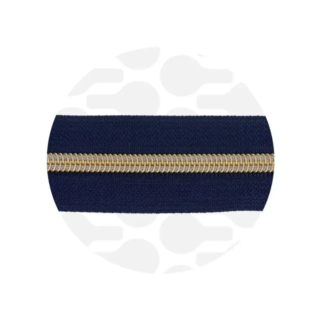 Zipper Zoo - spiraalrits navy blue - gold