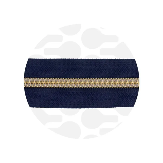 Zipper Zoo - spiraalrits navy blue - gold