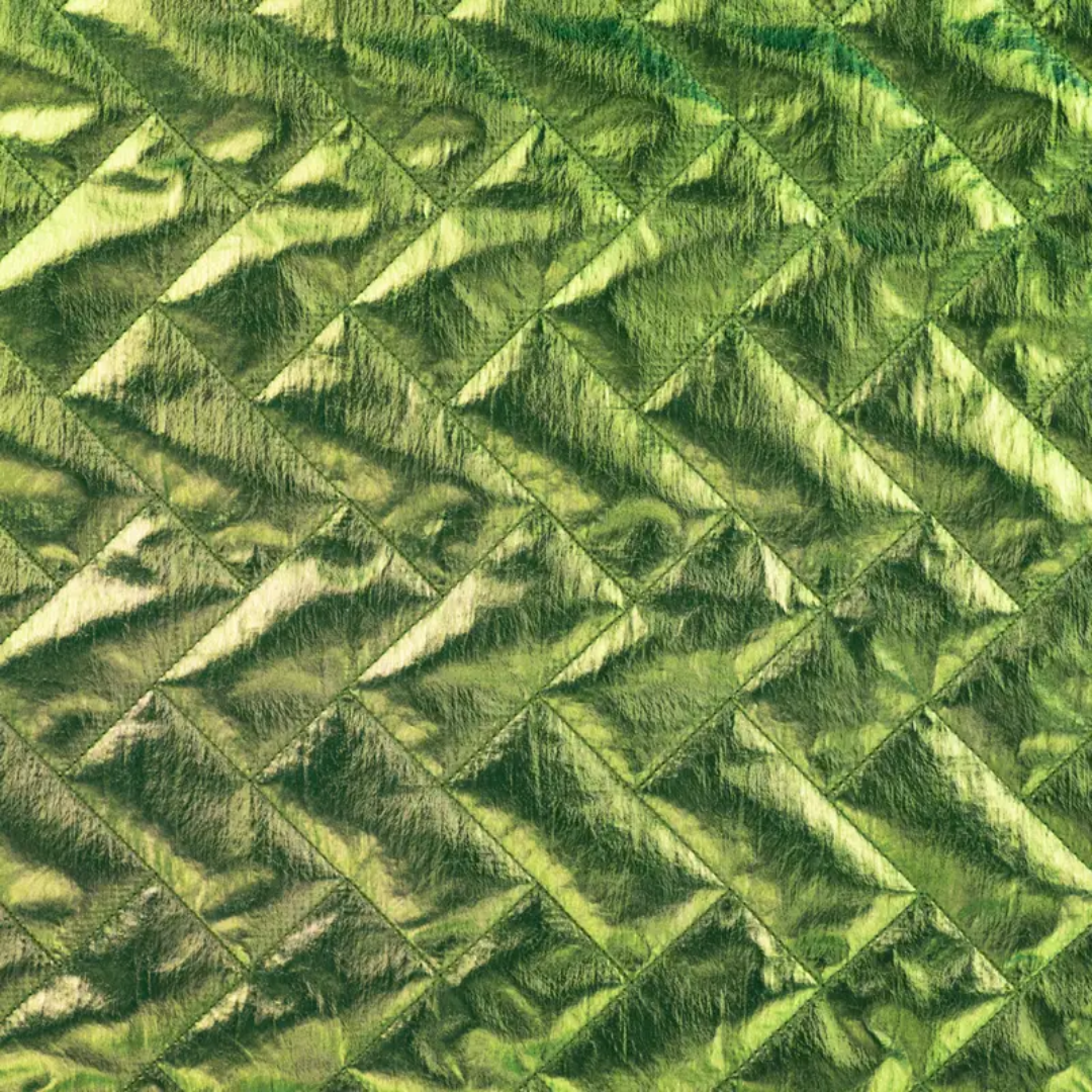 Diagonal quilt metallic green