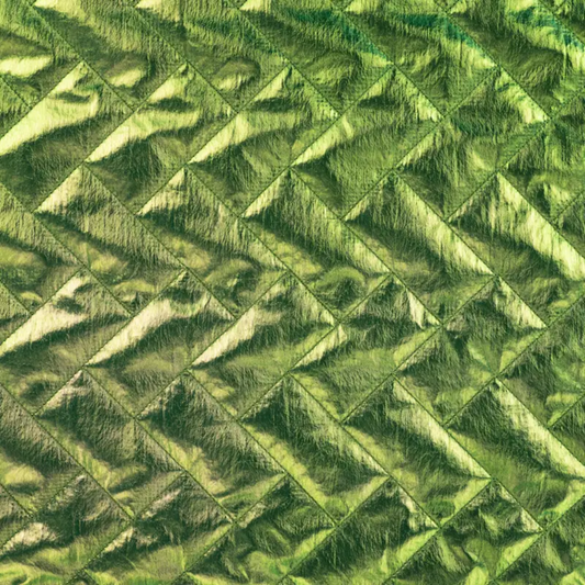 Diagonal quilt metallic green