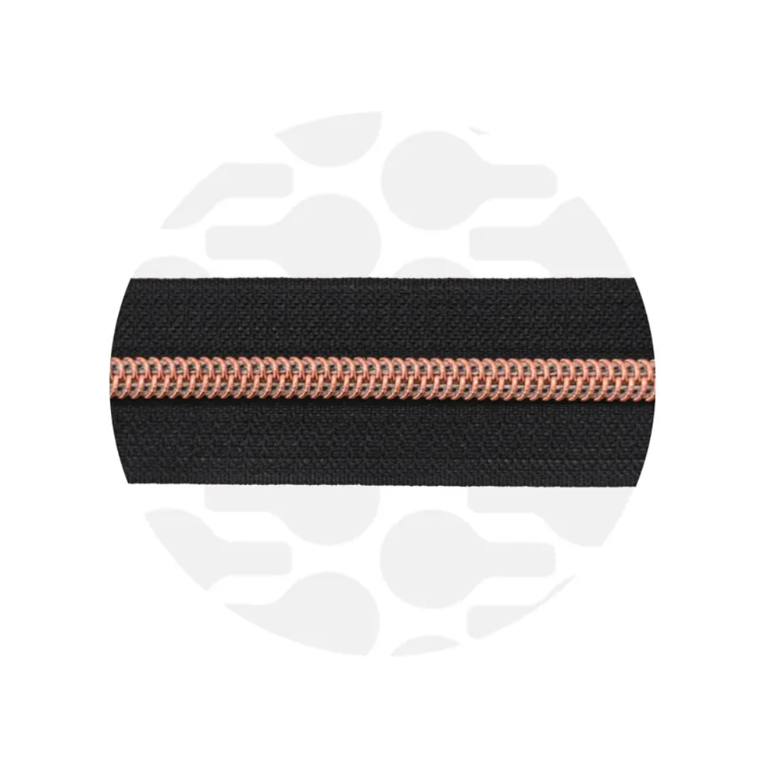 Zipper Zoo - spiraalrits pure black - rose gold