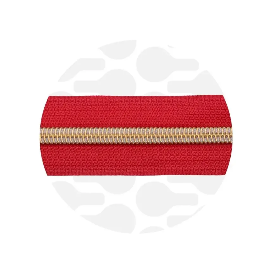 Zipper Zoo - spiraalrits crimson red - gold