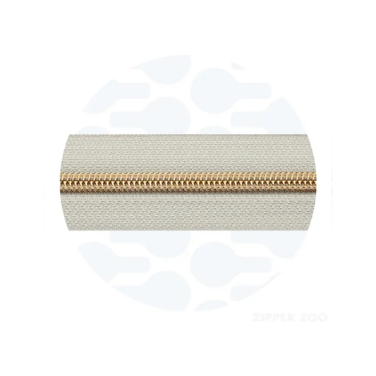Zipper Zoo - spiraalrits oatmeal beige - gold