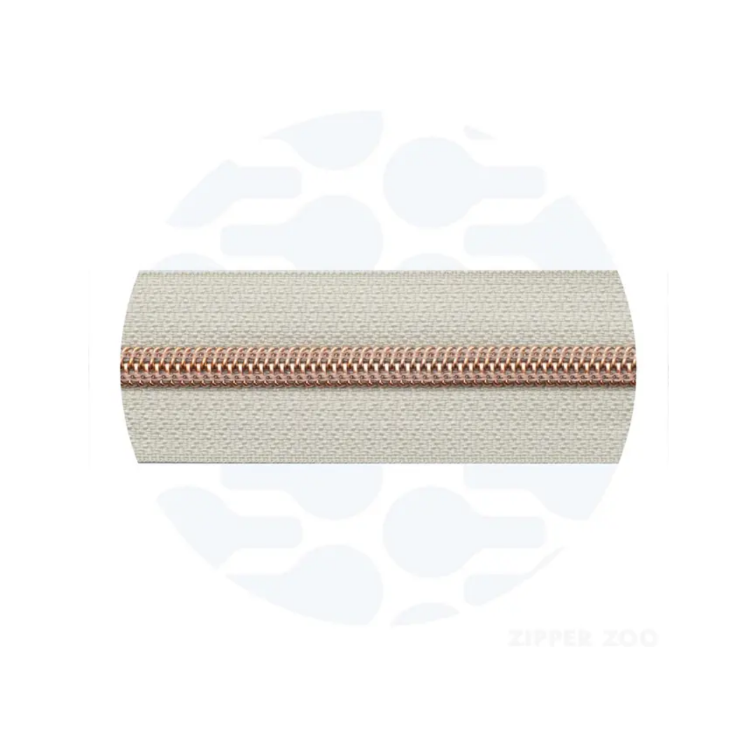Zipper Zoo - spiraalrits oatmeal beige - rose gold