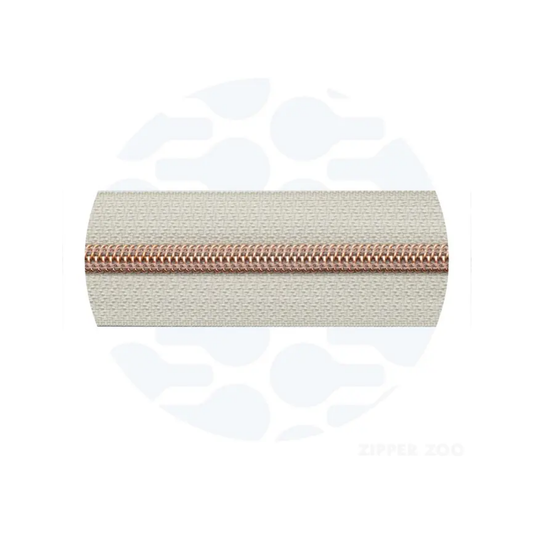 Zipper Zoo - spiraalrits oatmeal beige - rose gold