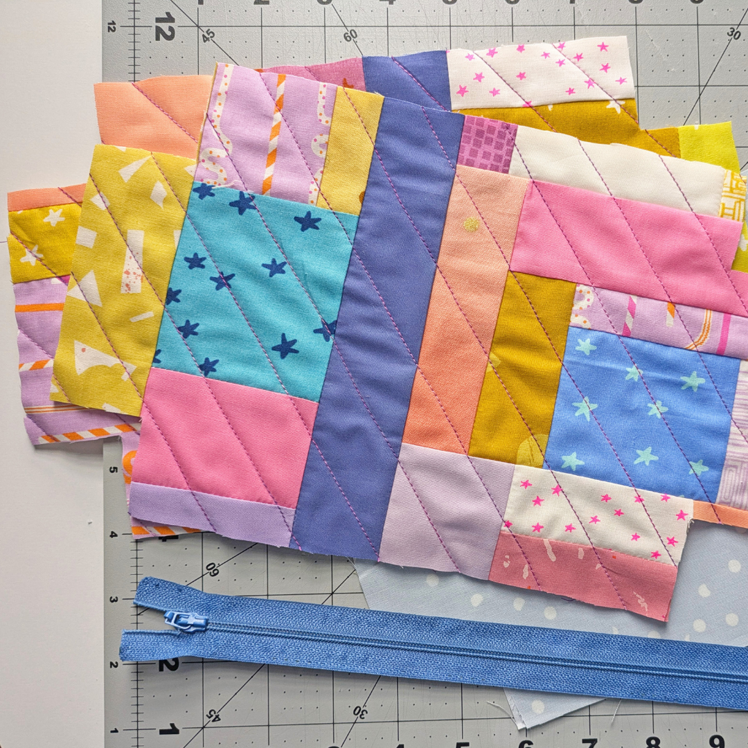 Workshop quilted scrappy pouch